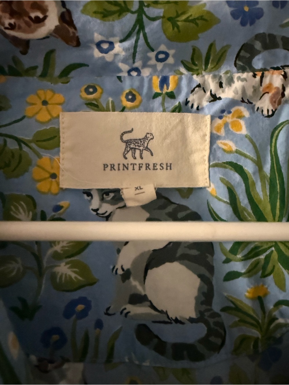 Women’s Printfresh Blue Cat Kitty Cropped Cotton Pajama Set - Picture 4 of 5